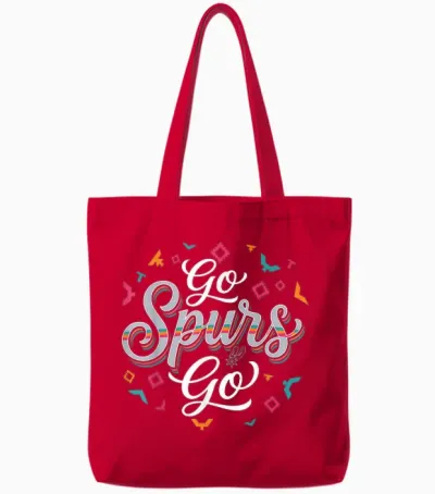 Go Spurs Go Basketball Season Game Day Basketball Fan Tote Bags - Red