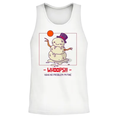 Snowman Melt Cartoon Art Unisex Tank Top - White