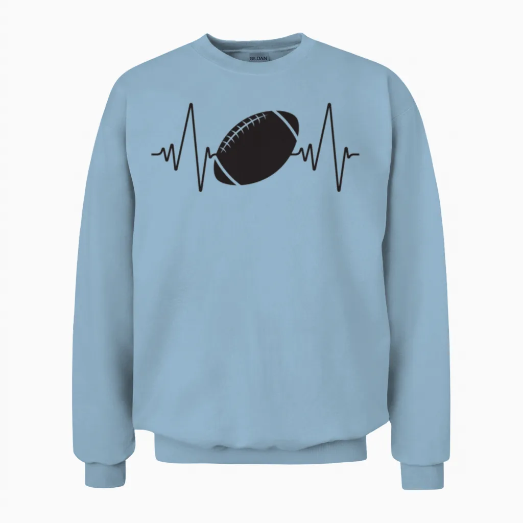 Heartbeat Football Unisex Sweatshirt in Light Blue