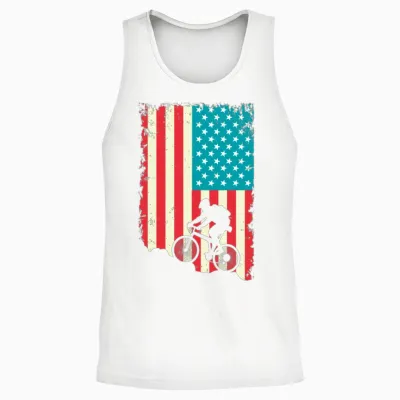 Mountain Biking American Unisex Tank Top - White