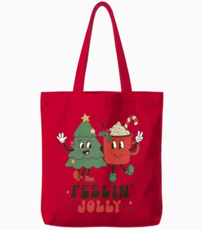 Retro Christmas Tote Bags - Red
