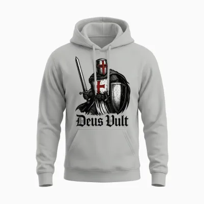 Deus Vult - Christlicher Tempelritter Unisex Hoodie - Ash