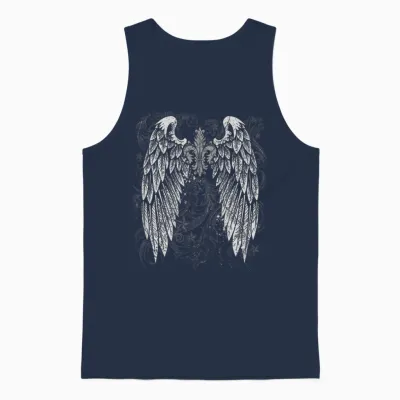 Grunge Wings Angel on Back Y2k 2000s Goth Vintage Harajuku Unisex Tank Top - Navy