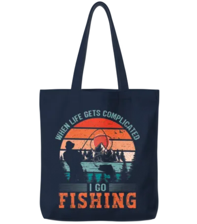 I Go Fishing Funny Fisher Fisherman Gift Tote Bags - Navy