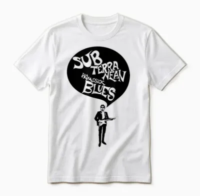 Bob Dylan Subterranean Homesick Blues Official T-Shirt, Grey, S Unisex T-Shirt - White