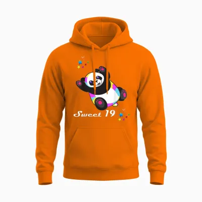 Geschenk Zum 19. Geburtstag Für Frauen Und Mädchen, Lustiger Süßer Panda Unisex Hoodie - Safety Orange