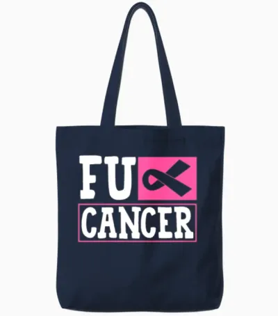 Fuck Cancer Breast Cancer Awareness Tote Bags - Navy