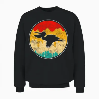Pelican Retro Unisex Sweatshirt - Black
