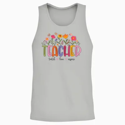 Teachers Love Inspire Unisex Tank Top - Ash