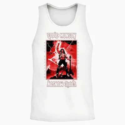 Stranger Things 4 Eddie Munson Lightning Guitar Power Unisex Tank Top - White