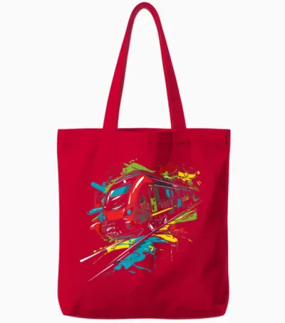 Graffiti Eisenbahn Modelleisenbahn Eisenbahnlinie Tote Bags - Red