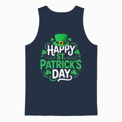 Happy St Patrick's Day Shirt Funny Irish Men Women Unisex Tank Top - Navy