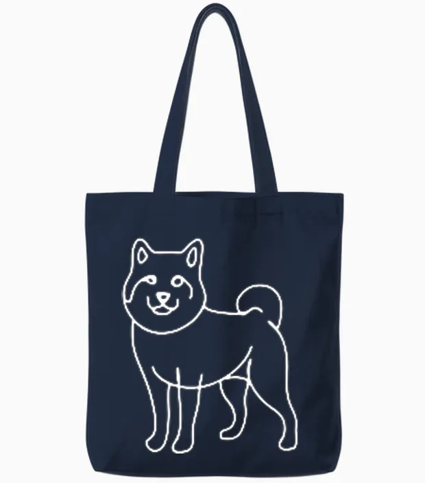 Shiba Inu Minimalismus Hunde Tote Bags in Navy