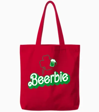 Beer Drinking St. Patty Drinking Funny St. Patrick's Day T-Shirt, Black, S Tote Bags - Red