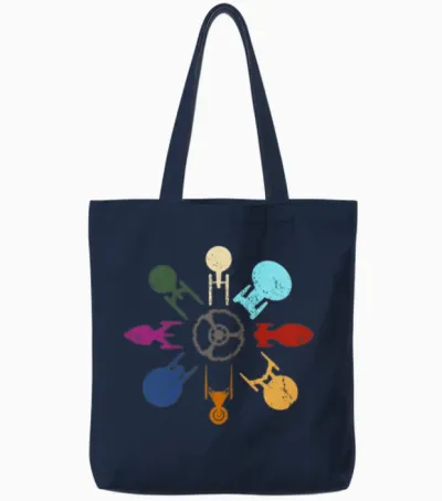 Starships (clock Layout) Tote Bags - Navy