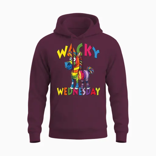 Wacky Wednesday Kids and Teachers | Mismatch Day Spirit Week Unisex Hoodie - Maroon