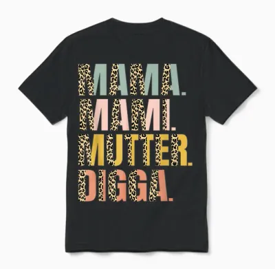 Mama Mami Mother Digga Mother's Day Leopard for Mum Women's T-Shirt, Black Unisex T-Shirt - Black