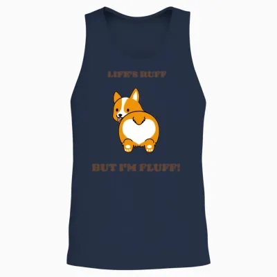 With a Lovely Graphic of a Fluffy Corgi 3494g 2 Unisex Tank Top - Navy