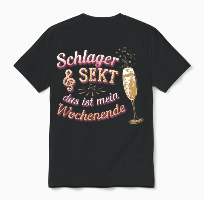 Schlager & Sekt Das Ist Mein Wochenende Unisex T-Shirt in Black