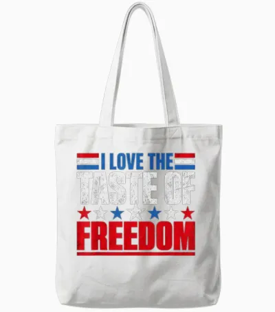 I Love the Taste of Freedom Couple Matching Patriotic Fourth Tote Bags - White