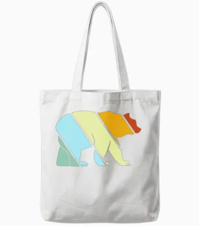 Bear Retro Tote Bags - White