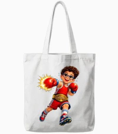 Little World Champion Boxer Tote Bags - White