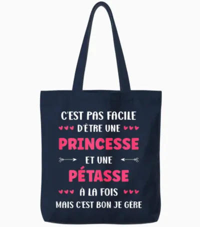 Super Surnom Pétasse Mignonne Humour Fille Princesse Pétasse Tote Bags - Navy