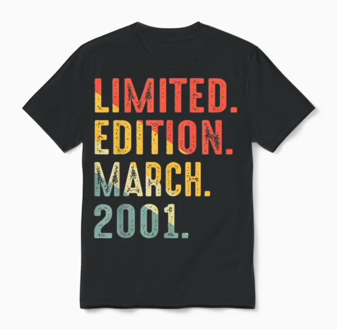 édition Limitée Mars 2001 Anniversaire Unisex T-Shirt in Black