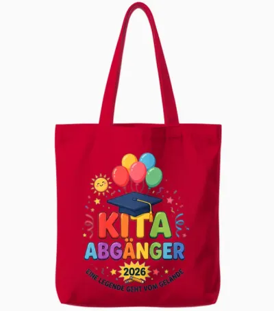 Kinder Tschüss Kindergarten Hallo Schule Kita Abgänger 2026 Legende Tote Bags - Red