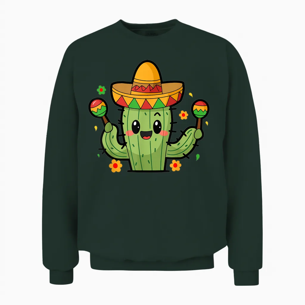 Chapeau Cactus Unisex Sweatshirt in Forest