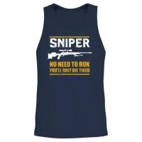 Sniper No Need to Run - Rifle Club Shooting Sports Unisex Tank Top - Navy – 2