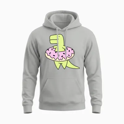 Funny Pizza Dinosaurus Unisex Hoodie - Ash