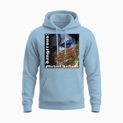 Michael Jackson 068 Back Printed Unisex Hoodie - Light Blue
