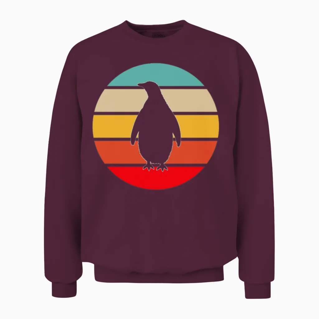 Penguin Retro Unisex Sweatshirt in Maroon
