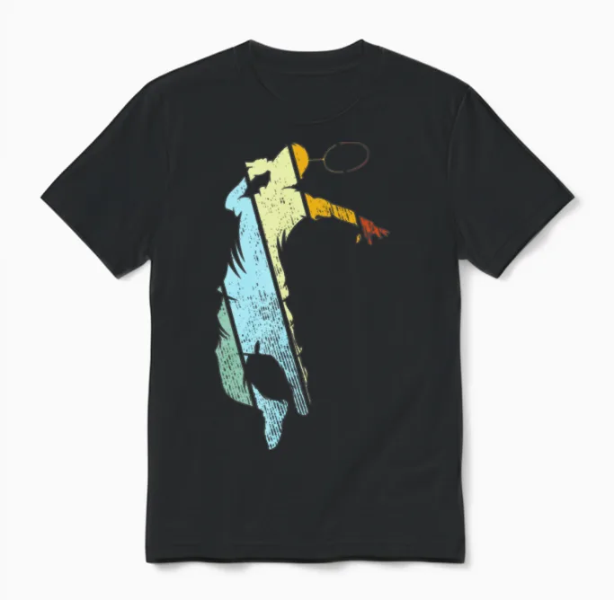 Badminton Retro Unisex T-Shirt in Black