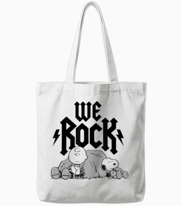 Peanuts - Wir Rocken Charlie Brown Und Snoopy Tote Bags in White