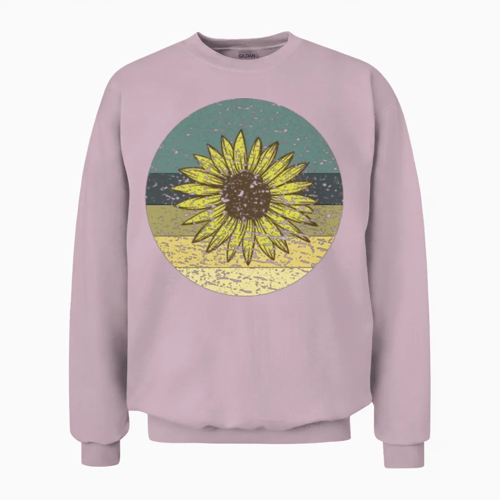 Retro Sunflower Unisex Sweatshirt in Light Pink