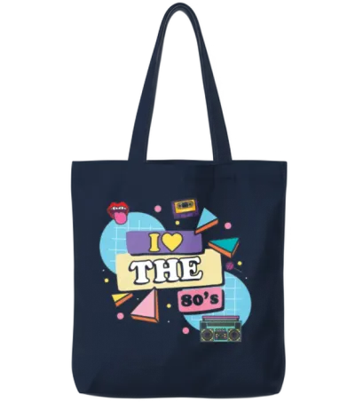 80s Retro Tote Bags - Navy