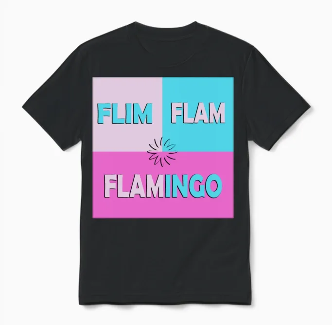 Flim Flam Flamingo Unisex T-Shirt in Black