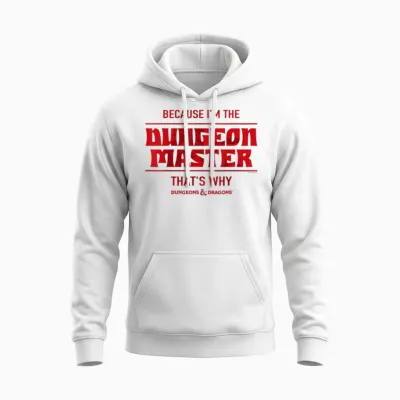 Dungeons & Dragons Because I'm the Dungeon Master Short Sleeve Unisex Hoodie - White