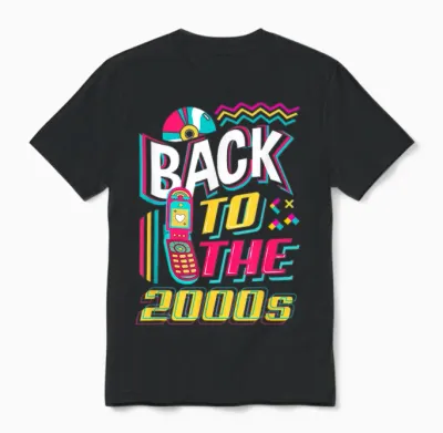 Back to the 2000s Vintage Two Thousand Retro 00s T-Shirt, Black, S Unisex T-Shirt - Black
