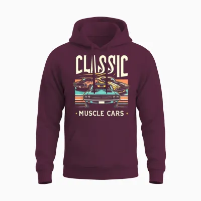 Classic Muscle Car Classic Vintage American Car Unisex Hoodie - Maroon