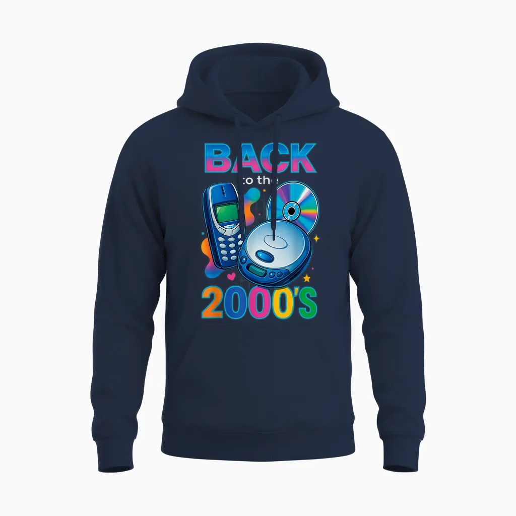 Back to the 2000s Retro Design Vintage Theme Party Unisex Hoodie in Navy