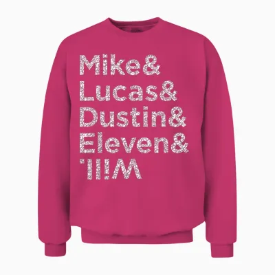 Stranger Things Mike Lucas Dustin Eleven and Will Names T-Shirt, Black, S Unisex Sweatshirt - Heliconia