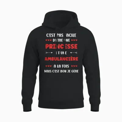 Departure Occupation Ambulance Humour Princess Ambulance T-Shirt, Black, Female X-Small Unisex Hoodie - Black