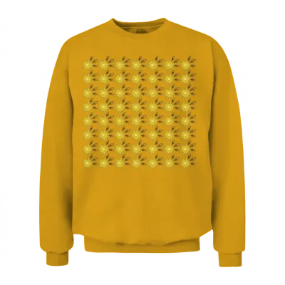 Yellow Retro Summer Flowers Unisex Sweatshirt - Gold