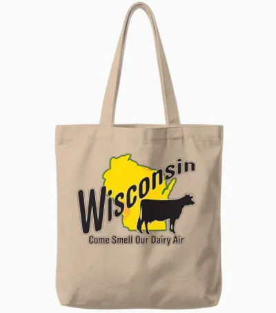 Funny Wisconsin Dairy Air Humor Parody Clothing Tote Bags - Natural