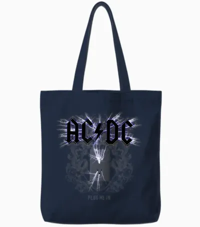 Officiel Ac/dc Plug Me in Artwork Acdc Rock Tote Bags - Navy