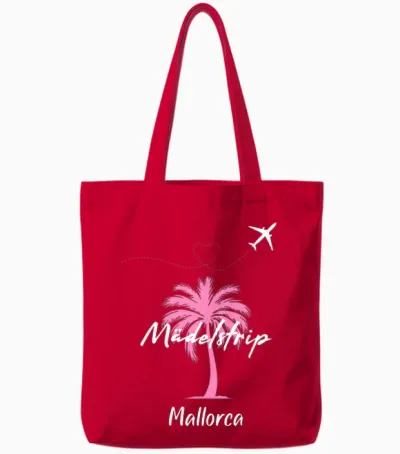 Mallorca Mädelstrip Party Urlaub Outfit Palme Mallorca Tote Bags - Red