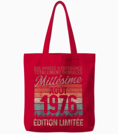 50 Ans Anniversaire Homme Millésime Fabriqué En Août 1976 Tote Bags - Red